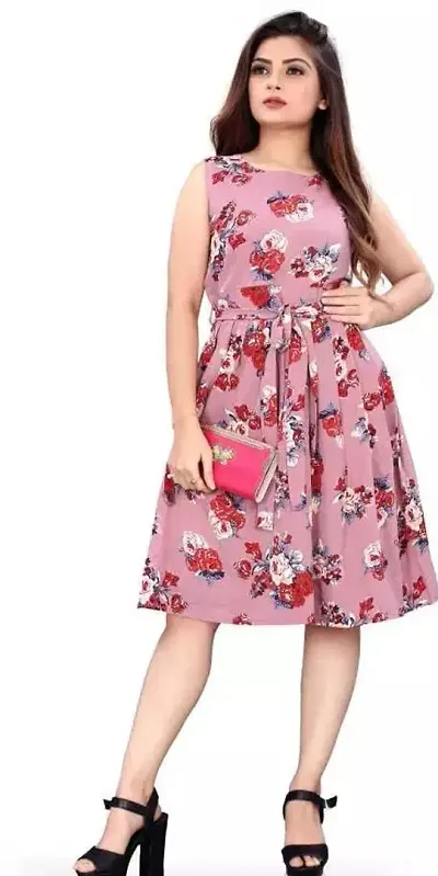 Stylish Crepe Fit And Flare Dress For Women