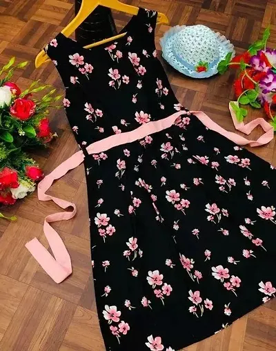 Flowers Dress With Belt For Women