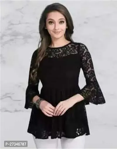 Elegant Black Net Top For Women