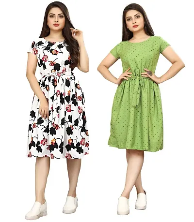 Stylish Crepe Dresses Women Pack Of 2