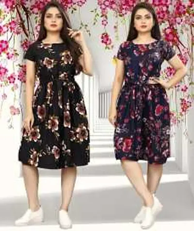 Stylish Crepe Dress For Women Pack Of 2