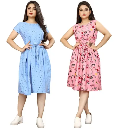 Stylish Crepe Dress For Women Pack Of 2