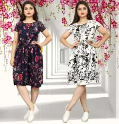 Stylish Crepe Dress For Women Pack Of 2