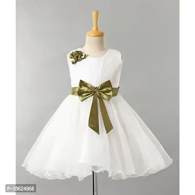 WILD EMPIRE  Girls Midi/Knee Length Party Dress  (White, Sleeveless)