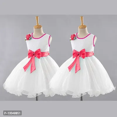 WILD EMPIRE  Girls Midi/Knee Length Party Dress  (White, Sleeveless) 2 Pcs Combo Set