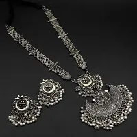 PUJVI Alloy Silver Contemporary/Fashion Necklaces Set Long Haram-thumb2