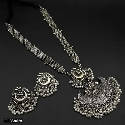 PUJVI Alloy Silver Contemporary/Fashion Necklaces Set Long Haram-thumb3