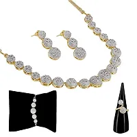 PUJVI 22K Necklace Set Earring with Ring or Bracelet-thumb1