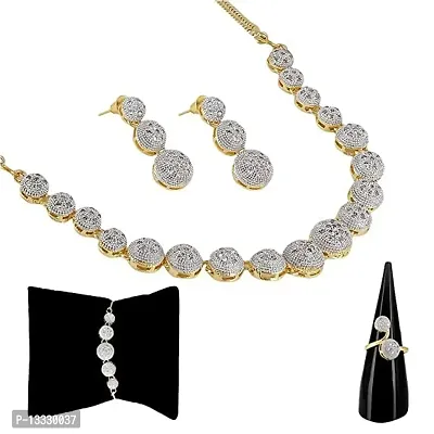 PUJVI 22K Necklace Set Earring with Ring or Bracelet-thumb2