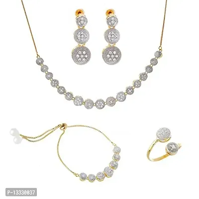 PUJVI 22K Necklace Set Earring with Ring or Bracelet