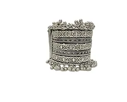 PUJVI Oxidised Wide Ghungrooo Bracelet-thumb1