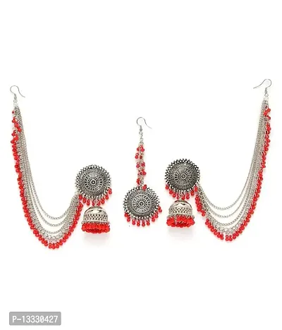 PUJVI Fashions Antique Red bahubali earrings for womens and girls.