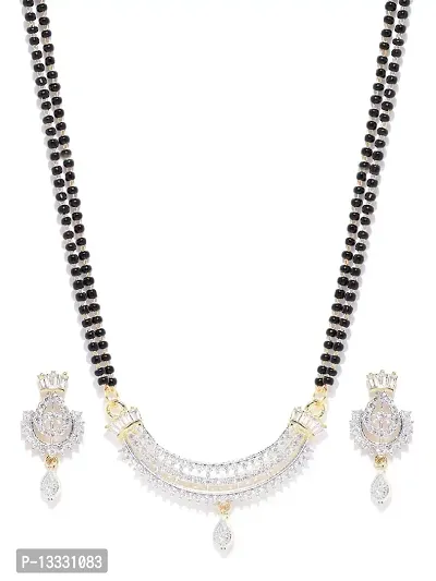 PUJVI FASHIO NS Reprsent Full AD Half round mangalsutra set for Womens (Latkan half round1)-thumb2