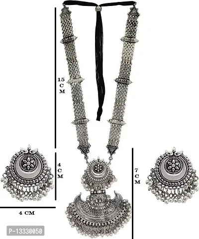 PUJVI Alloy Silver Contemporary/Fashion Necklaces Set Long Haram-thumb2