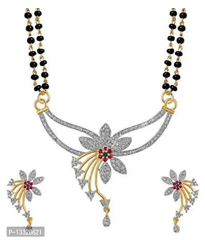 PUJVI Fashions Women Pride AD Flower Mangalsutra set for womens [Jharkhand Mangalsutra]