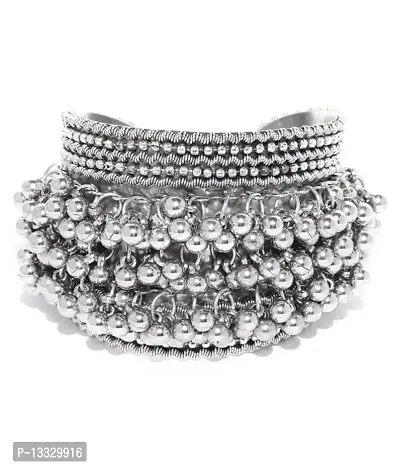 PUJVI fashions Oxidised Ghungroo Bracelet for womens and girls [Oxidised Ghungroo Bracelet]