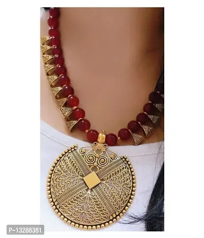 Round Maroon Necklace set