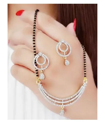 American Diamond Studded Statement Mangalsutra Set