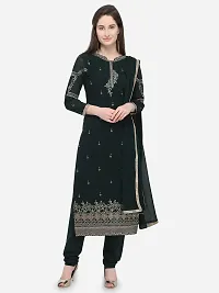 New Design Latest Peach Georgette Heavy Embroidered Semi-stitched Salwar Suit for Womens-thumb1