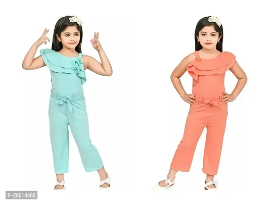 Stylish Designer Cotton Blend Jumpsuit For Girls Pack Of 2