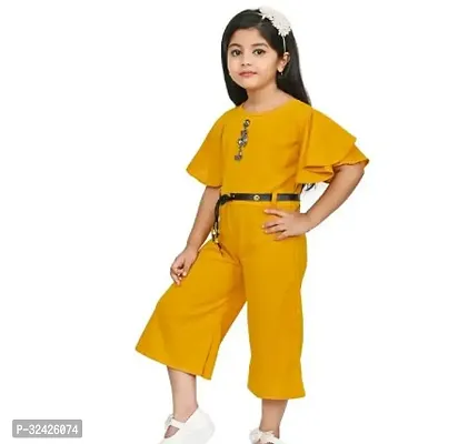 Fabulous Yellow Cotton Blend Clothing Set For Girls-thumb0