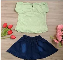 Fabulous Green Cotton Blend Clothing Set For Girls-thumb1