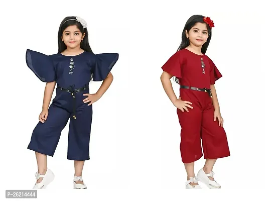 Stylish Designer Cotton Blend Jumpsuit For Girls Pack Of 2