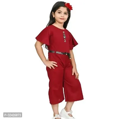 Fabulous Red Cotton Blend Clothing Set For Girls-thumb0