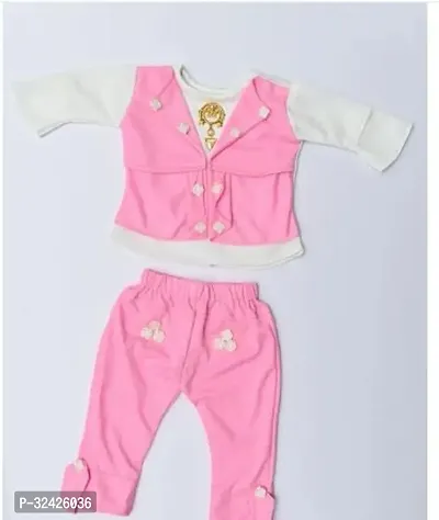 Fabulous Pink Cotton Blend Clothing Set For Girls-thumb0