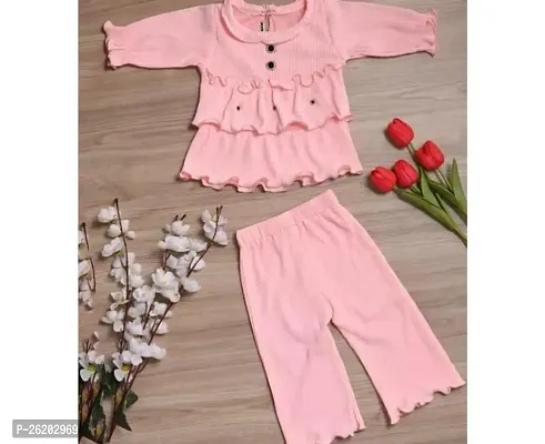 Fabulous Pink Top With Bottom Set For Girls