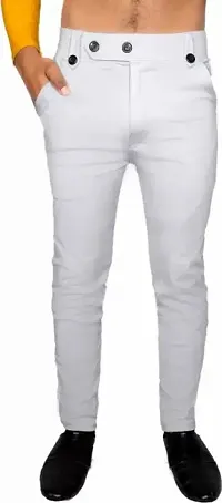 Stylish Lycra Mid-Rise Solid Trousers For Men