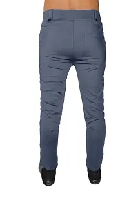 Stylish Grey Lycra Mid-Rise Solid Trousers For Men-thumb2