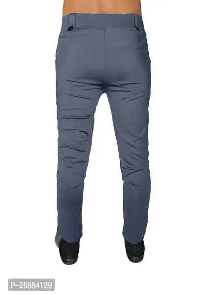 Stylish Grey Lycra Mid-Rise Solid Trousers For Men-thumb3