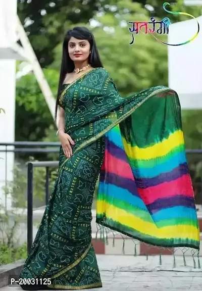 Stylish Cotton Silk Saree with Blouse piece For Women-thumb0