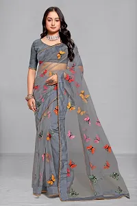 Beautiful Netted Saree With Blouse Piece For Women-thumb2