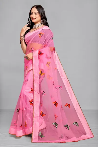 Beautiful Netted Saree With Blouse Piece For Women