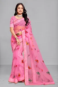 Beautiful Netted Saree With Blouse Piece For Women-thumb1