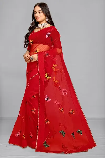 Best Selling Net Saree with Blouse piece 