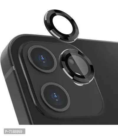 PRTK Back Camera Lens Ring Guard Competible For Iphone 12 black colour