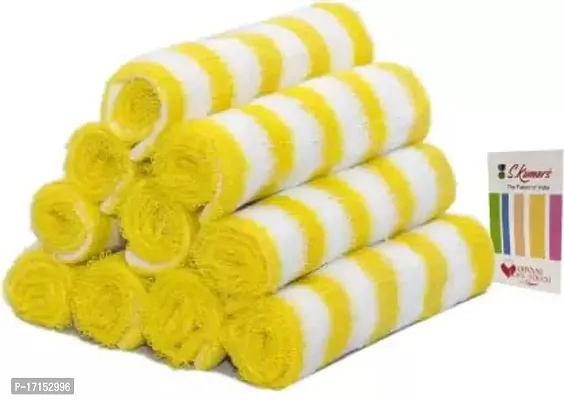 Skumars Love Touch Cotton Face Towel Set (Pack of 12) Yellow