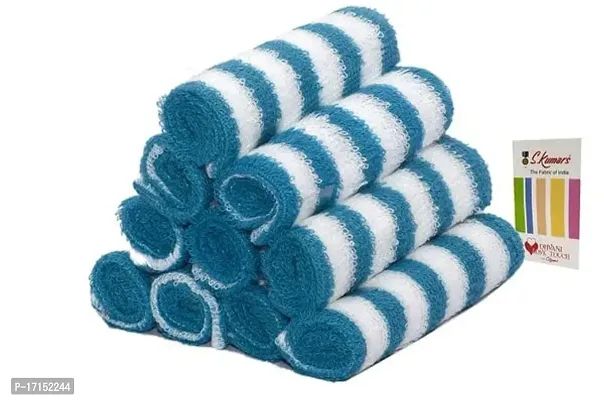 Skumars Love Touch Cotton Face Towel Set (Pack of 12) Blue