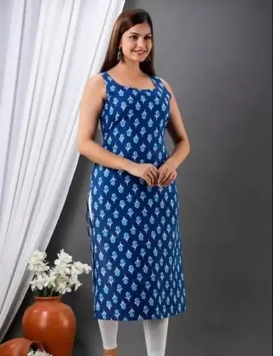 Stylish Cotton Printed Straight Kurtis