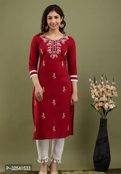 Reliable Embroidered Cotton Blend Kurta with Bottom Set For Women-thumb0