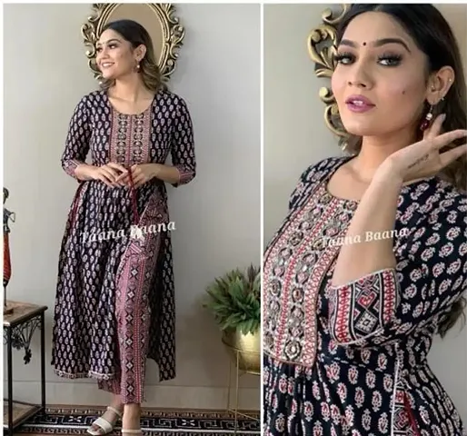 Stylish Rayon Printed A-Line Kurtis with Bottom And Dupatta Set