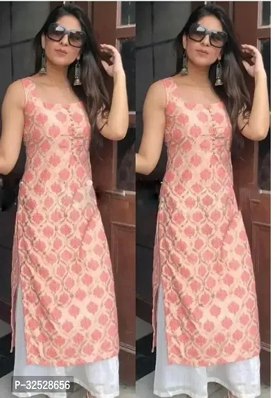 Stylish Pink Rayon Slub Kurta Bottom Set For Women-thumb0