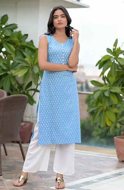 Stylish Cotton Printed Straight Kurtis