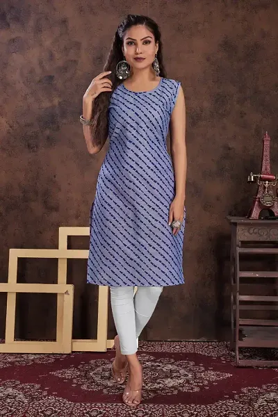 Stylish Cotton Blend Embroidered Straight Kurtis