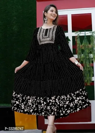 Stylish Black Cotton Anarkali Gown For Women