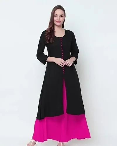 Stylish Rayon Solid A-Line Kurtis Bottom Set