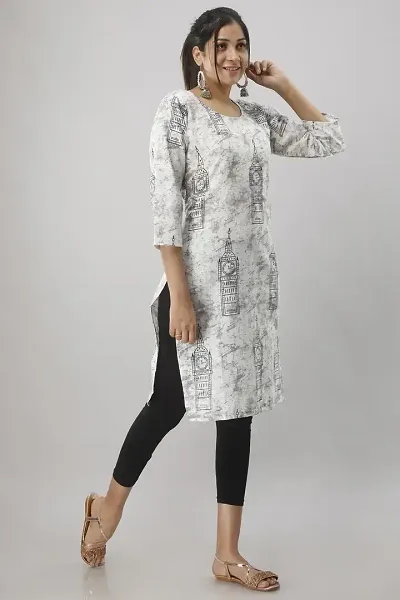 Stylish Cotton Blend Embroidered Straight Kurtis